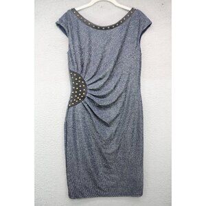 Runway Ruched Studded Shimmery Dress-Size Large-Evening-Event